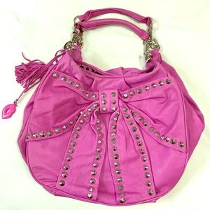 Betsey Johnson Bows & Arrows studded hobo leather